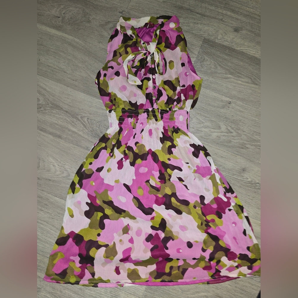 Sleeveless Pink Camo Print Sundress